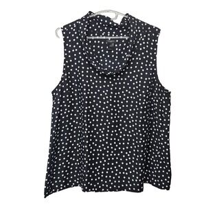 Anne Taylor Business Casual Tank Top woman's Black with Polka Dots size 16